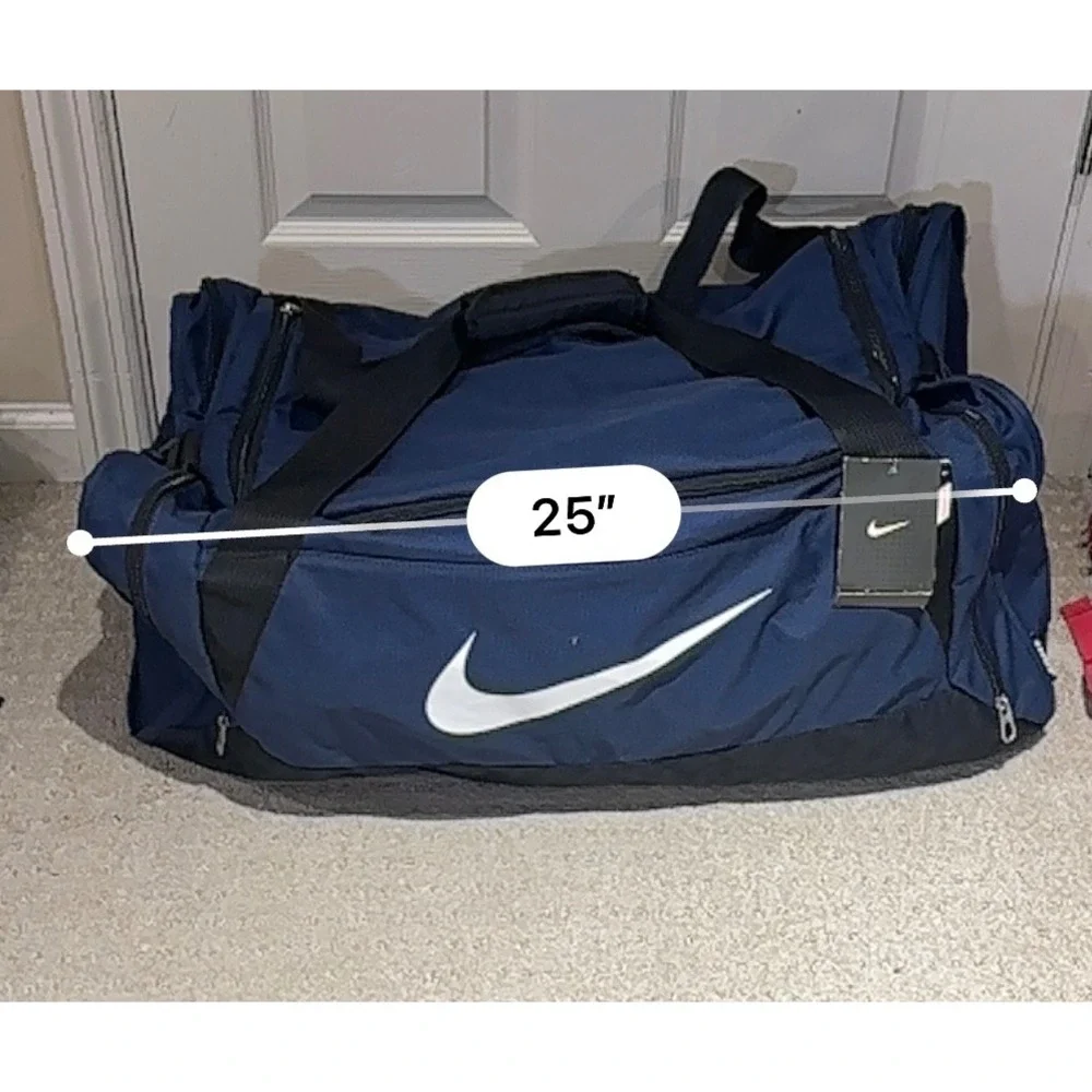 Nike vintage duffle Bag Navy Blue Black Gym Travel Bag Large nwt